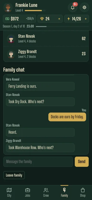 Family chat and crew coordination